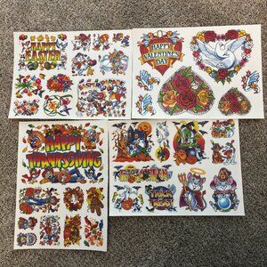 Vtg Super Signs Holiday Window Clings Decoration Collectible Lot Of 4 Sheets